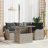 vidaXL Set de canapele pentru grădină 5 pcs Gri deschis Rattan poli