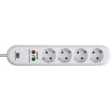PRELUNGITOR Bachmann, Schuko x 4, conectare prin Schuko (T), cablu 1.5 m, protectie supratensiune, alb, &quot;B381.2212K&quot; (timbru verde 0.18 lei)