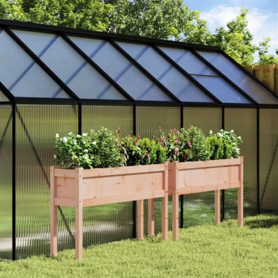 vidaXL Jardiniere de grădină cu picioare, 2 buc., lemn masiv Douglas 837571 foto