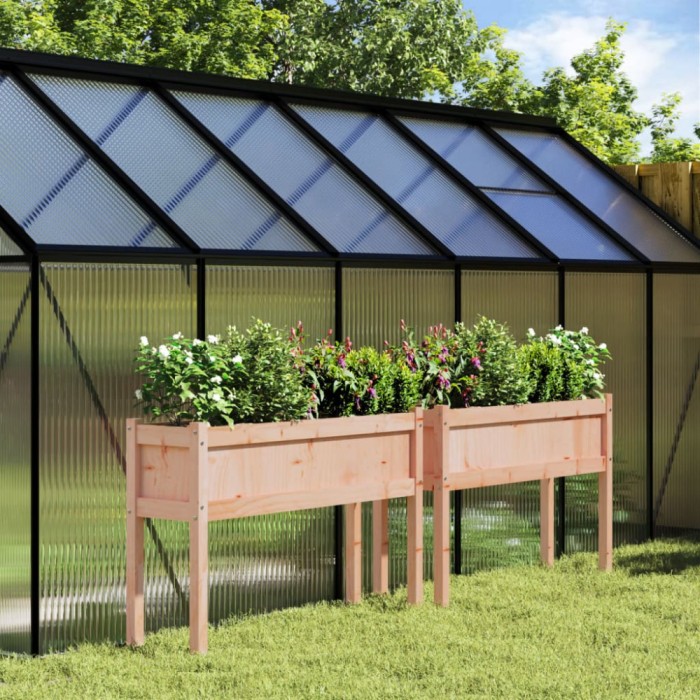 vidaXL Jardiniere de grădină cu picioare, 2 buc., lemn masiv Douglas 837571