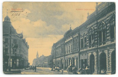 140 - ORADEA, stret stores, Romani - old postcard - used - 1906 foto