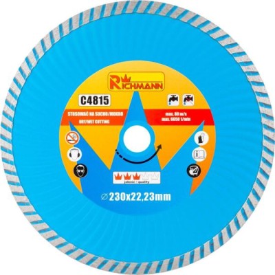 Disc diamantat turbo, beton, taiere umeda si uscata, 230 mm/22.23 mm, Richmann GartenVIP DiyLine foto