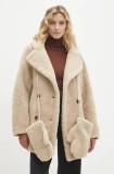 Answear Lab geaca femei, culoarea bej, de tranzitie, oversize