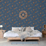 DUTCH WALLCOVERINGS Tapet Flower, albastru &icirc;nchis și bronz