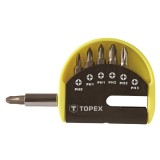 Set surubelnita cu biti si maner organizer, 7 piese, Topex