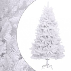vidaXL Brad de Crăciun artificial cu suport și balamale, alb, 300 cm