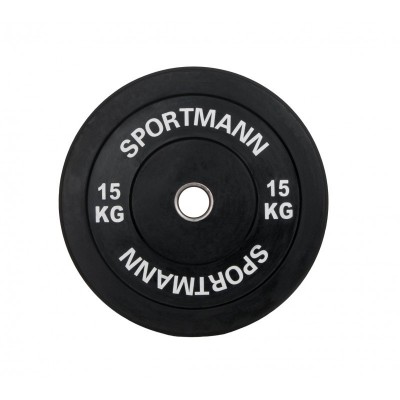 Greutate Cauciuc Bumper Plate SPORTMANN - 15 kg / 51 mm - Negru FitLine Training foto