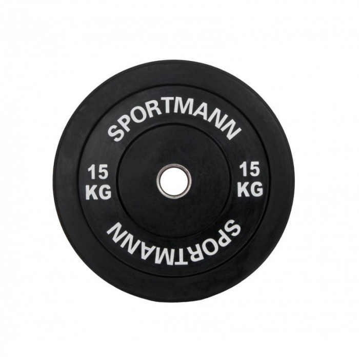 Greutate Cauciuc Bumper Plate SPORTMANN - 15 kg / 51 mm - Negru FitLine Training