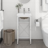 Cumpara ieftin Cadru lavoar baie cu chiuvetă &icirc;ncorporată, alb, fier