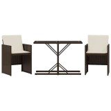 Cumpara ieftin Set bistro cu perne, 3 piese, maro, poliratan