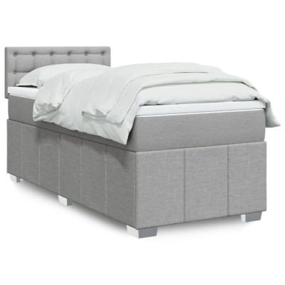 vidaXL Pat box spring cu saltea, gri deschis, 90x190 cm, textil 3289237 foto