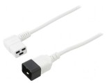 Cablu IEC C19 mamă unghiat - C20 tată, 1m, 3x1,5mm&sup2;, alb