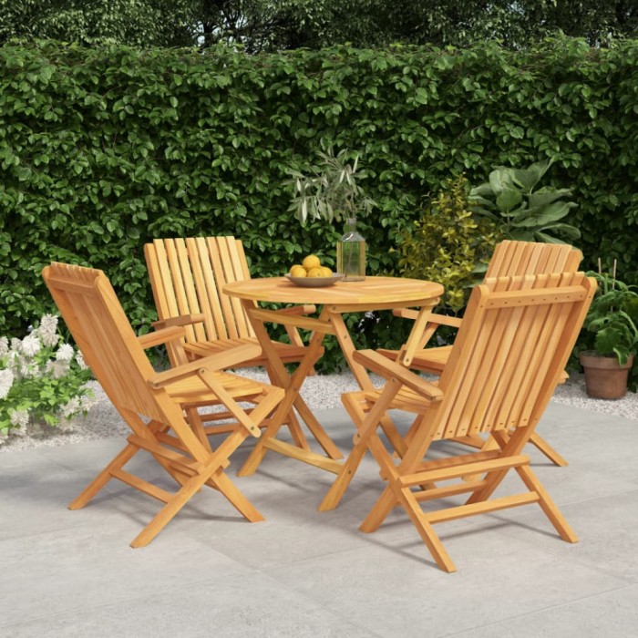 vidaXL Set masă pentru grădină, lemn masiv de tec, 5 piese 3155019