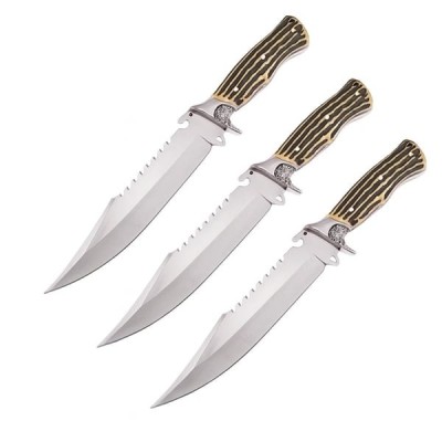 Set trei cutite vanatoare, lama otel zimtata, DEPOX&amp;reg;, 30 cm, teaca inclusa foto