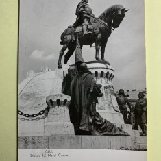 Carte poștală Cluj statuia lui Matei Corvin