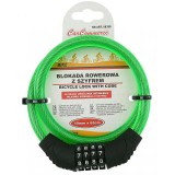 Cablu de blocare pentru bicicleta, verde, cu cod