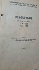 ANUAR CONSERVATORUL DE MUZICA TIMISOARA 1936,1937 ,1938 BANAT