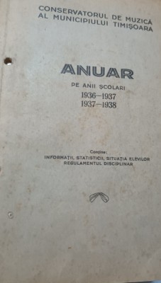 ANUAR CONSERVATORUL DE MUZICA TIMISOARA 1936,1937 ,1938 BANAT foto