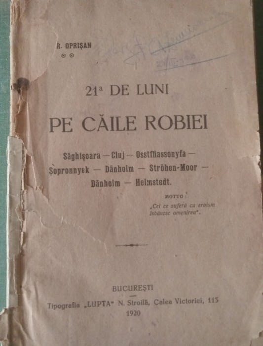 21 de luni pe caile robiei (I. Gr. Oprișan, 1920)