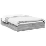 Cumpara ieftin Cadru de pat cu sertare gri sonoma 150x200 cm lemn prelucrat