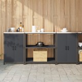 vidaXL Set de depozitare pentru bucătărie cu raft cu depozitare cu ușă 3 pcs Antracit