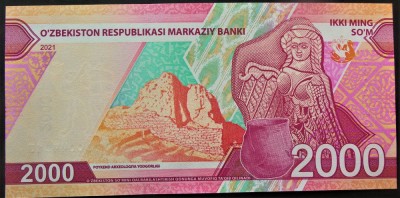 BANCNOTA EXOTICA 2000 SUM / SOM - UZBEKISTAN, anul 2021 *cod 566 A = UNC foto