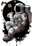 Cumpara ieftin Sticker decorativ perete, Astronaut Alb, 83cm, PVC, autocolant, detasabil. Tema Jungla Safari, spatii comerciale, usa