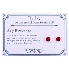 Cercei mici dama Philip Jones cu cristale Swarovski?, rosii, 5 mm diametru foto