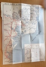 G535-Harta RSR DELTA DUNARII cu Complexul Lagunar RAZELM 53/40 cm stare generala buna.