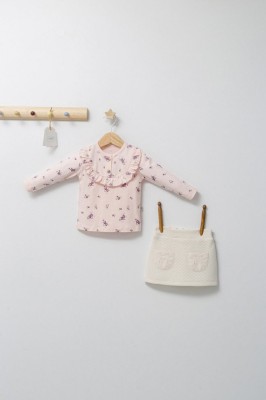 Set elegant cu fustita si bluzita pentru bebelusi Paris Love, Tongs baby (Marime: 12-18 Luni, Culoare: Ecru) foto