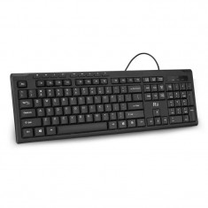 Tastatura USB cu fir, 113 taste Qwerty, forma slim, negru, Rii Tek foto