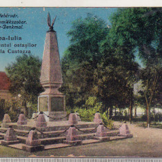 bnk cp Alba Iulia - Monumentul ostasilor cazuti la Custozza - uzata - 1917