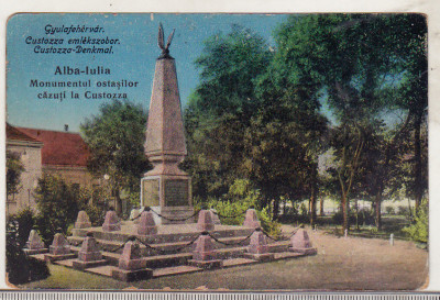 bnk cp Alba Iulia - Monumentul ostasilor cazuti la Custozza - uzata - 1917 foto