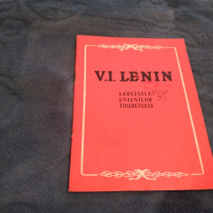 V.I.LENIN-SARCINILE UNIUNII TINERETULUI EDITURA TINERETULUI 1959