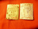 2 Timbre Cipru 1894 Regina Victoria , filigram CA ,val. 1/2 si 2 pia. stampilate, Stampilat