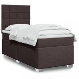vidaXL Pat box spring cu saltea, maro &icirc;nchis, 90x190 cm, textil