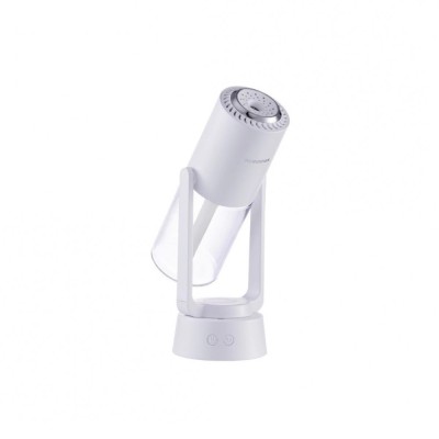 Umidificator si purificator aer ultrasonic portabil, rezervor 200ml, cu ioni negativi, led 7 culori, rotatie 360 grade, alb foto