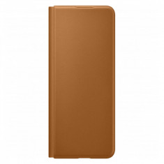 Husa de protectie telefon Samsung pentru Samsung Galaxy Z Fold 3, Flip Cover Samsung, Piele, Camel