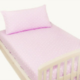 Set 2 piese lenjerie de pat pentru bebe din 100% bumbac de inalta calitate, format din fata de perna 30 x 40 si cearceaf 120 x 160, confortabil, model