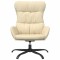 Scaun de relaxare, crem, material textil - 3