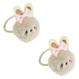 Set Elastice Par Iepurasi Pompon Bej cu Glitter Auriu, CMCLASS