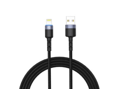 Cablu Tellur USB to Lightning cu LED, 2A, nailon, 2m, nailon, negru foto