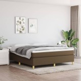 VidaXL Pat box spring cu saltea, maro &icirc;nchis, 160x200 cm, textil