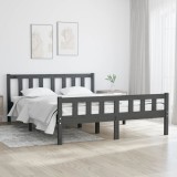 VidaXL Cadru de pat, gri, 140x190 cm, lemn masiv de pin