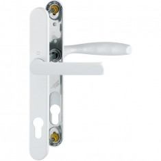 Maner pentru usa PVC, Hoppe New York, asimetric, din aluminiu, latime 30 mm, interax 92 mm, culoare alb RAL 9016