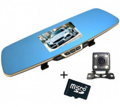 Camera Auto iUni Dash B600 Oglinda, Dual Cam, Full HD, LCD 4,3 inch, Foto, Playback + Card 16GB Cadou foto