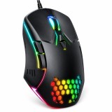 Cumpara ieftin Mouse Gaming cu Fir, 6400 DPI, 7 Butoane, RGB, Senzor Optic, Ergonomic, Plug &amp; Play, pentru PC si Laptop, Negru