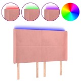 Cumpara ieftin Tablie de pat cu LED, roz, 147x16x118/128 cm, catifea
