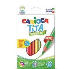 Creioane Colorate Carioca Tita Maxi, Hexagonale, Flexibile, 12 Culori/cutie