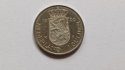 Olanda-1 Gulden 1980-&amp;Icirc;ncoronarea Reginei Beatrix foto